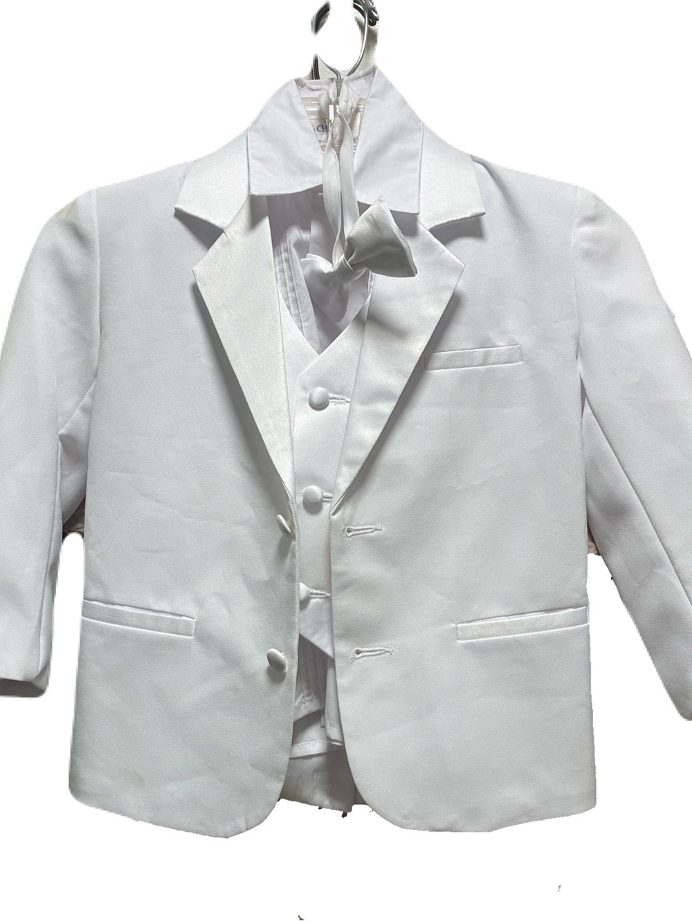 Boys White Blazer with Bow-Tie and Button-Up Shirt